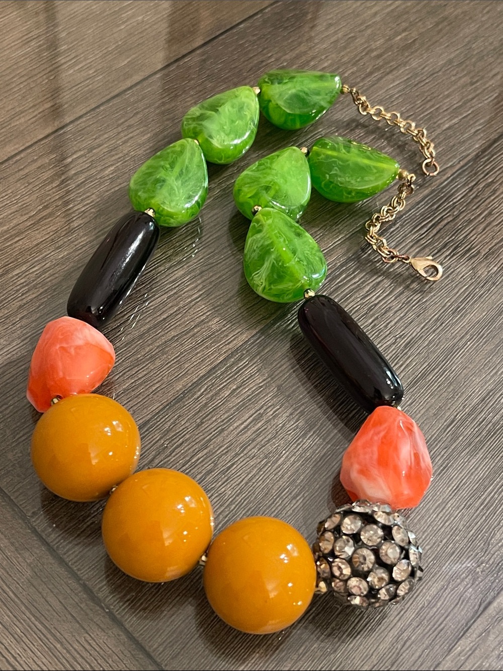 Anthropologie Caramelo Chunky Asymmetric Resin Beaded Statement Necklace